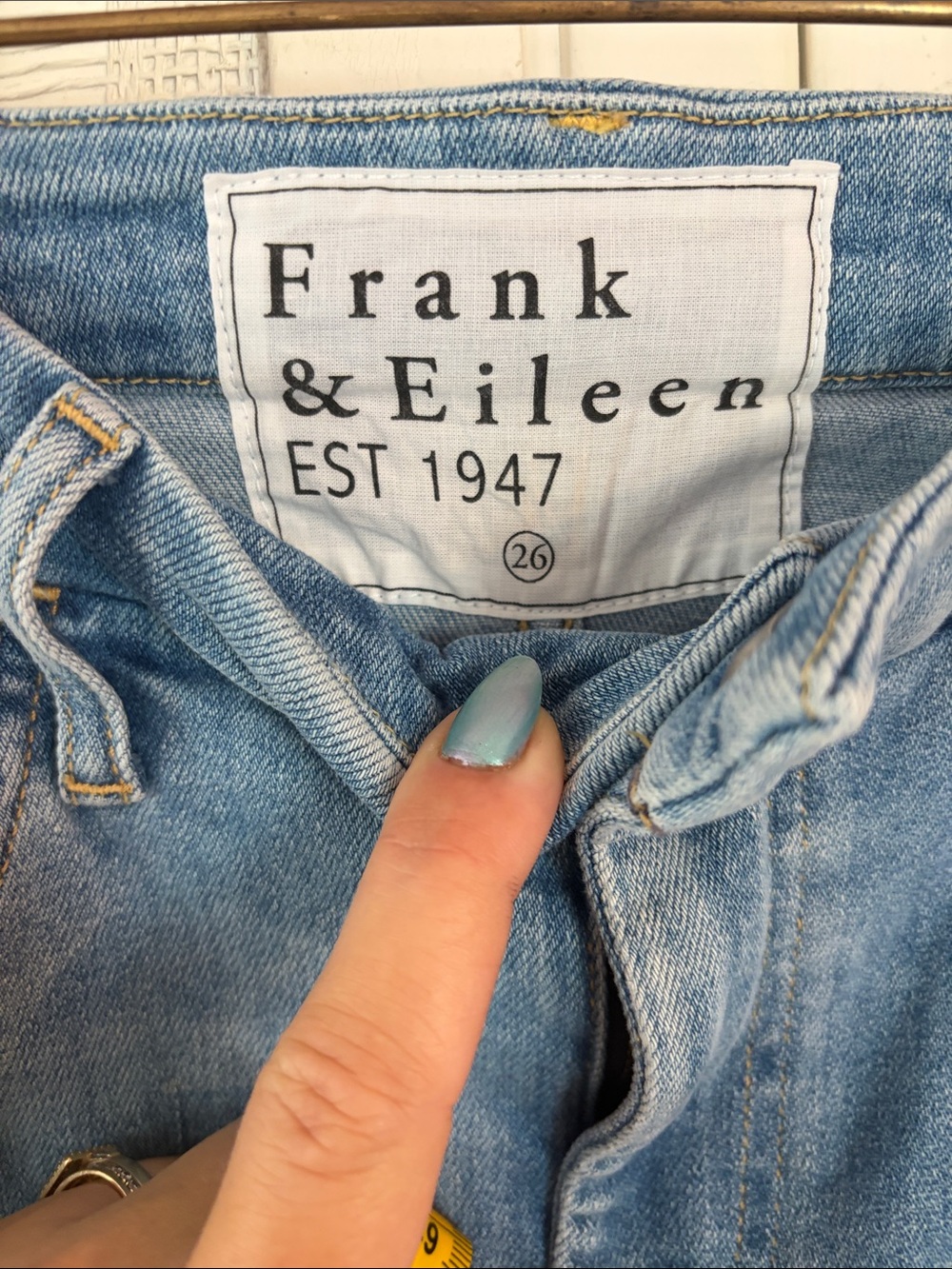 Frank & Eileen Galway Wide Leg Jeans Light Wash Raw Hem Size 25 Made in USA - Picture 4 of 10